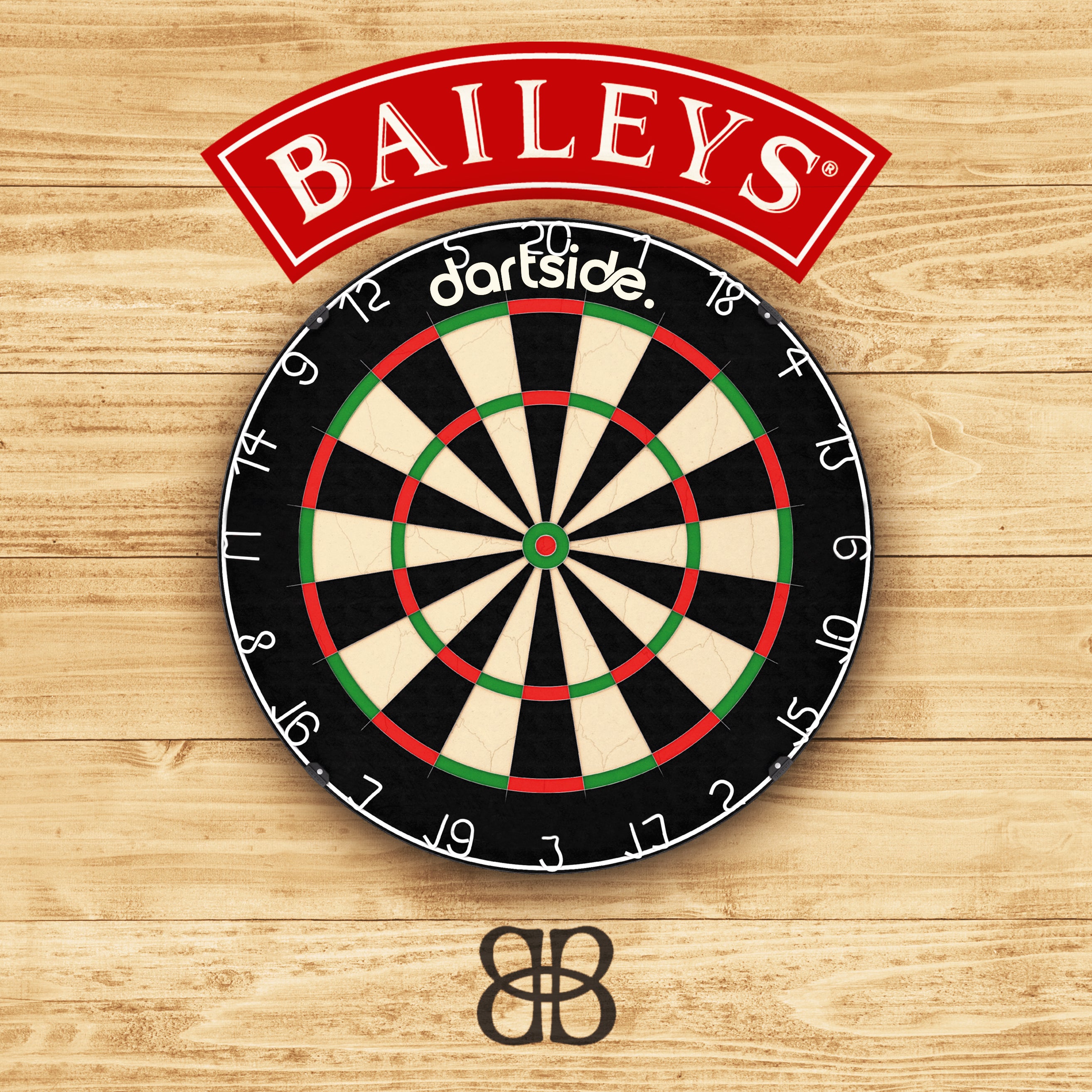Support cible de fléchettes Baileys en bois peint main