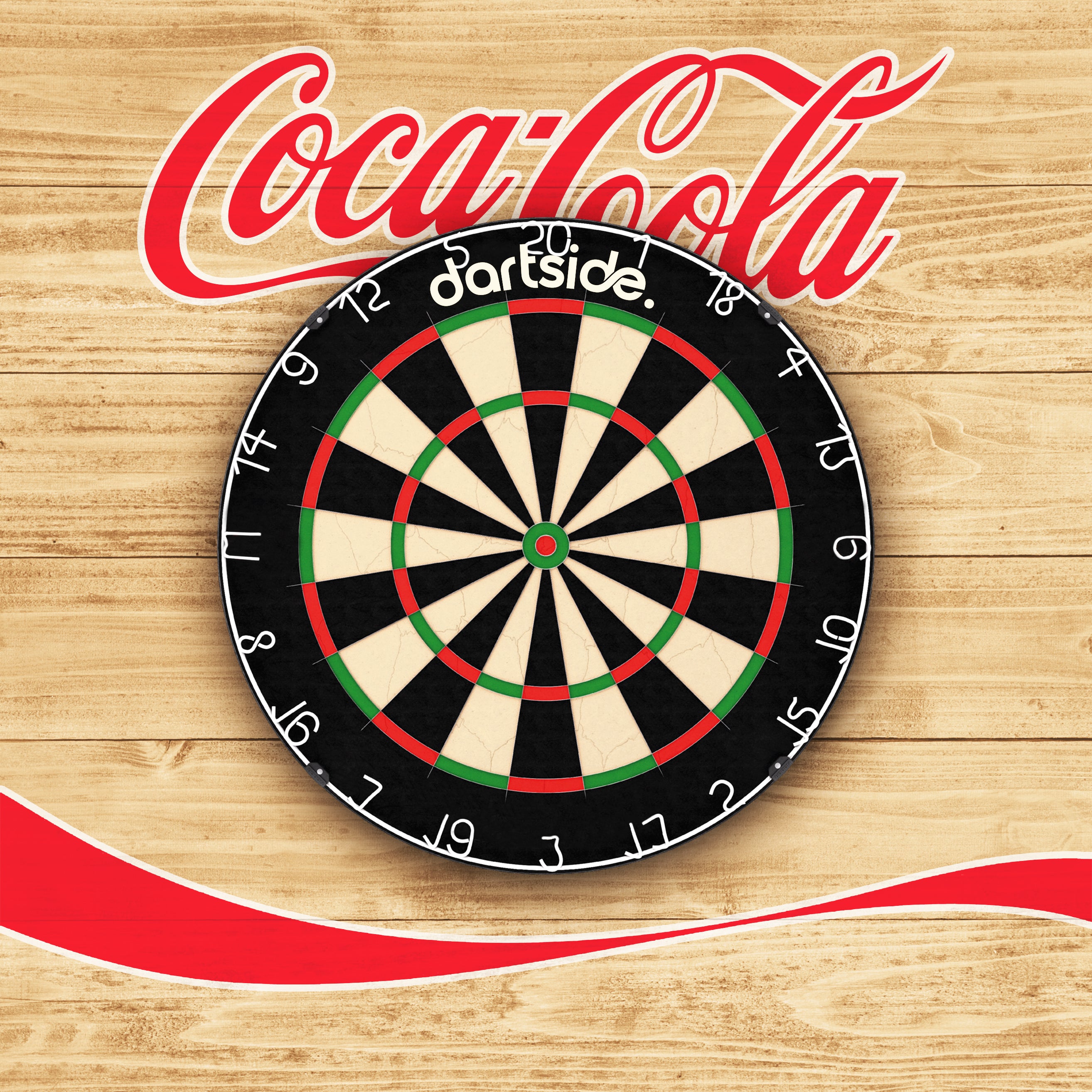 Support cible de fléchettes Coca Cola en bois peint main