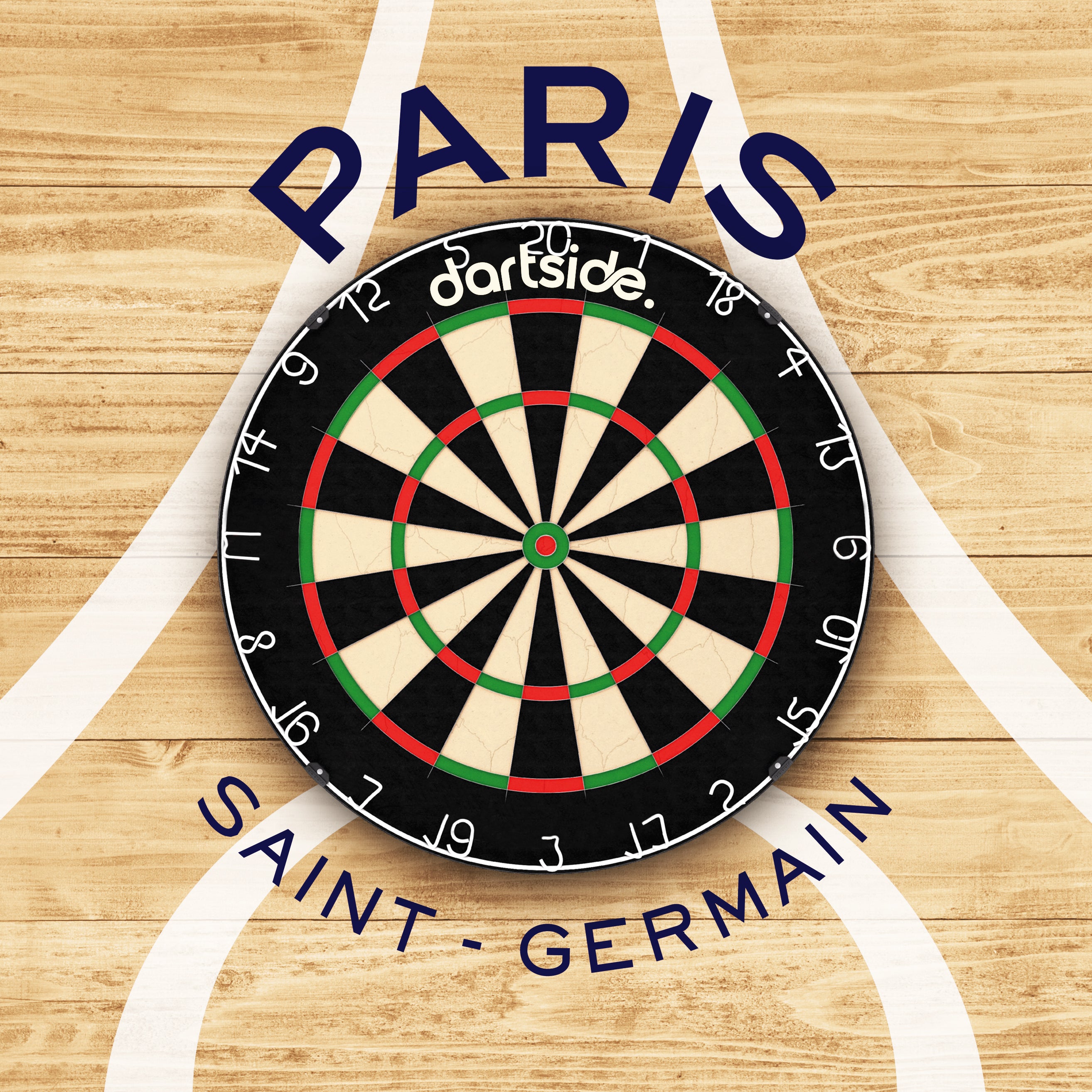 Support cible de fléchettes PSG en bois peint main