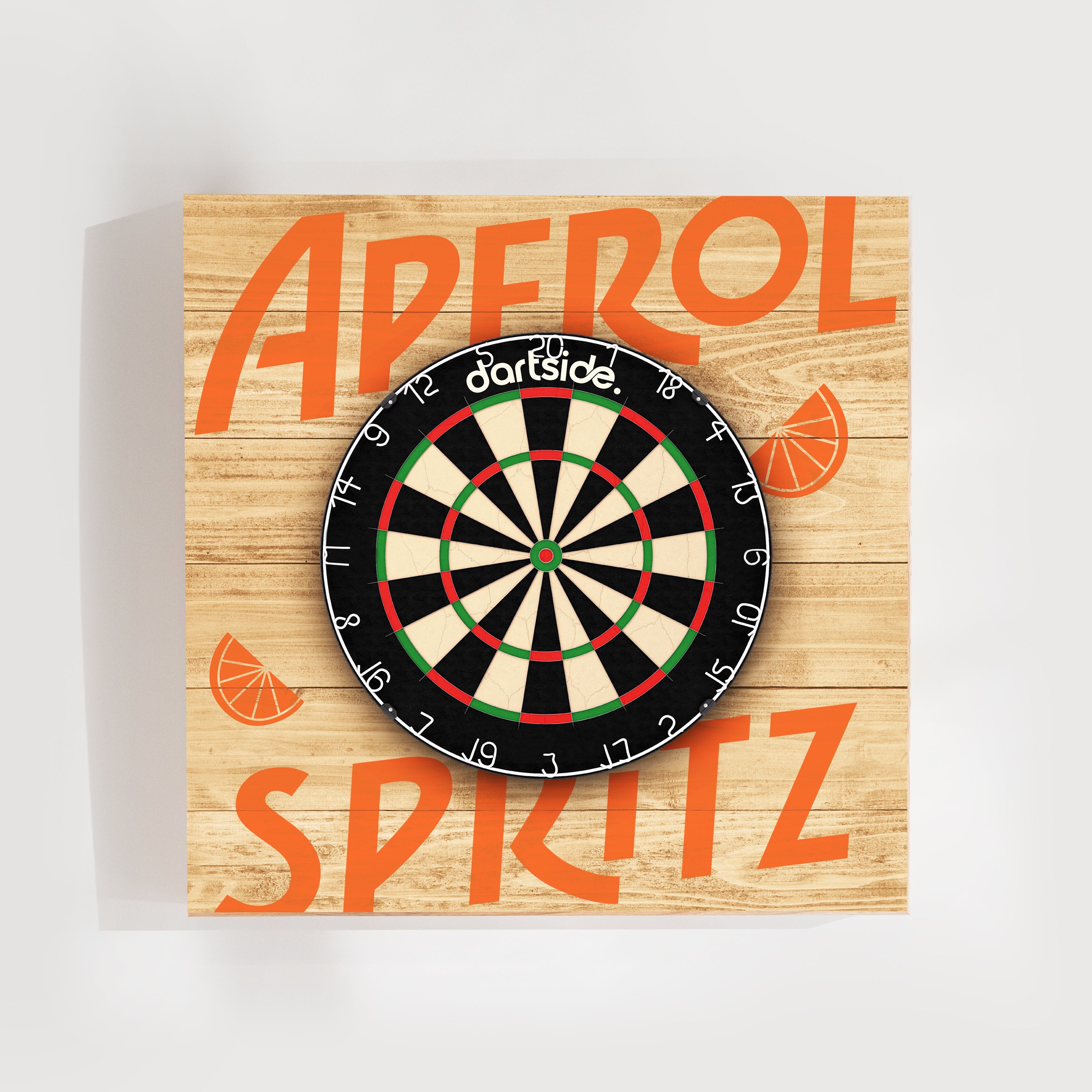Support en bois pour cible de fléchettes Aperol Spritz