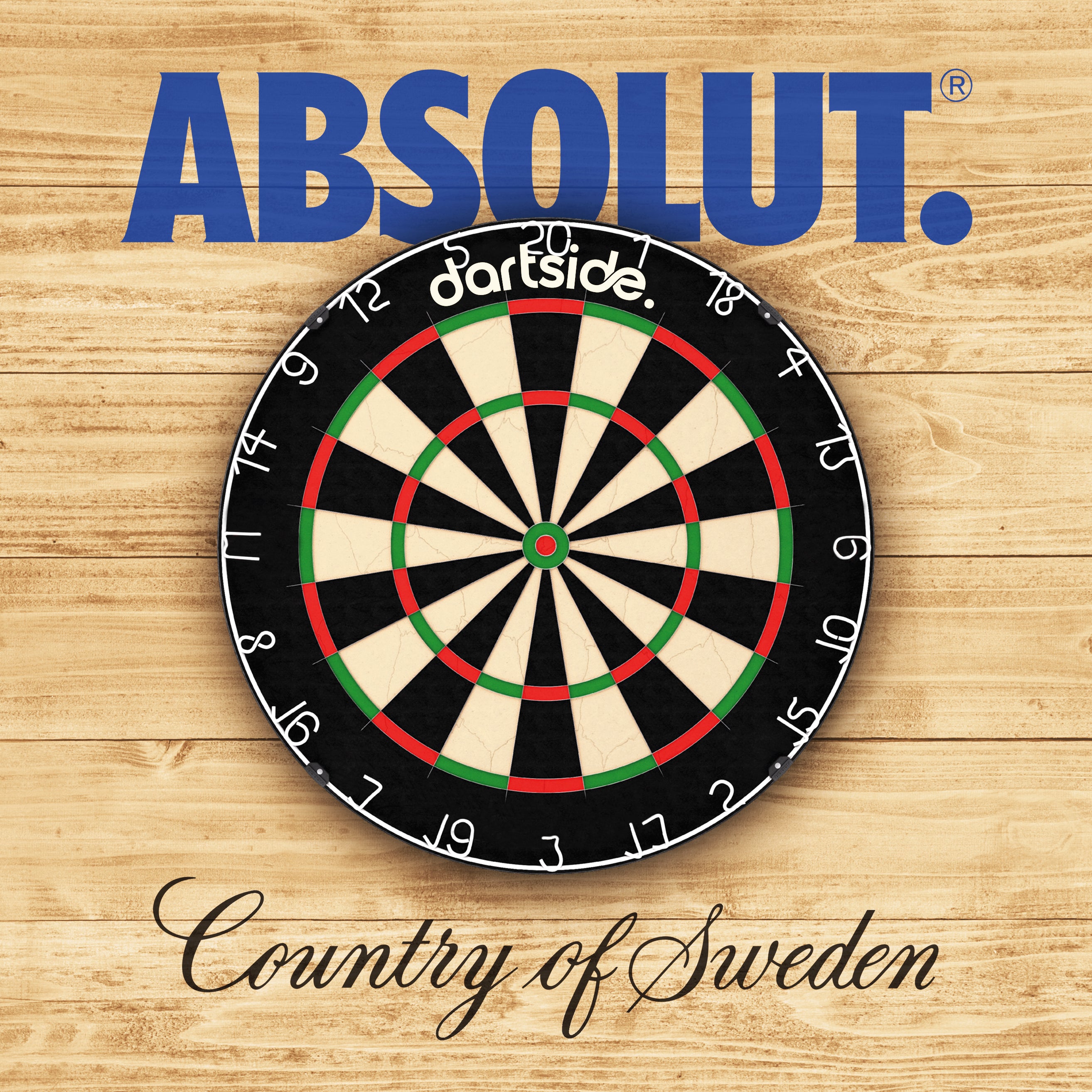 Support cible de fléchettes Absolut  en bois peint main