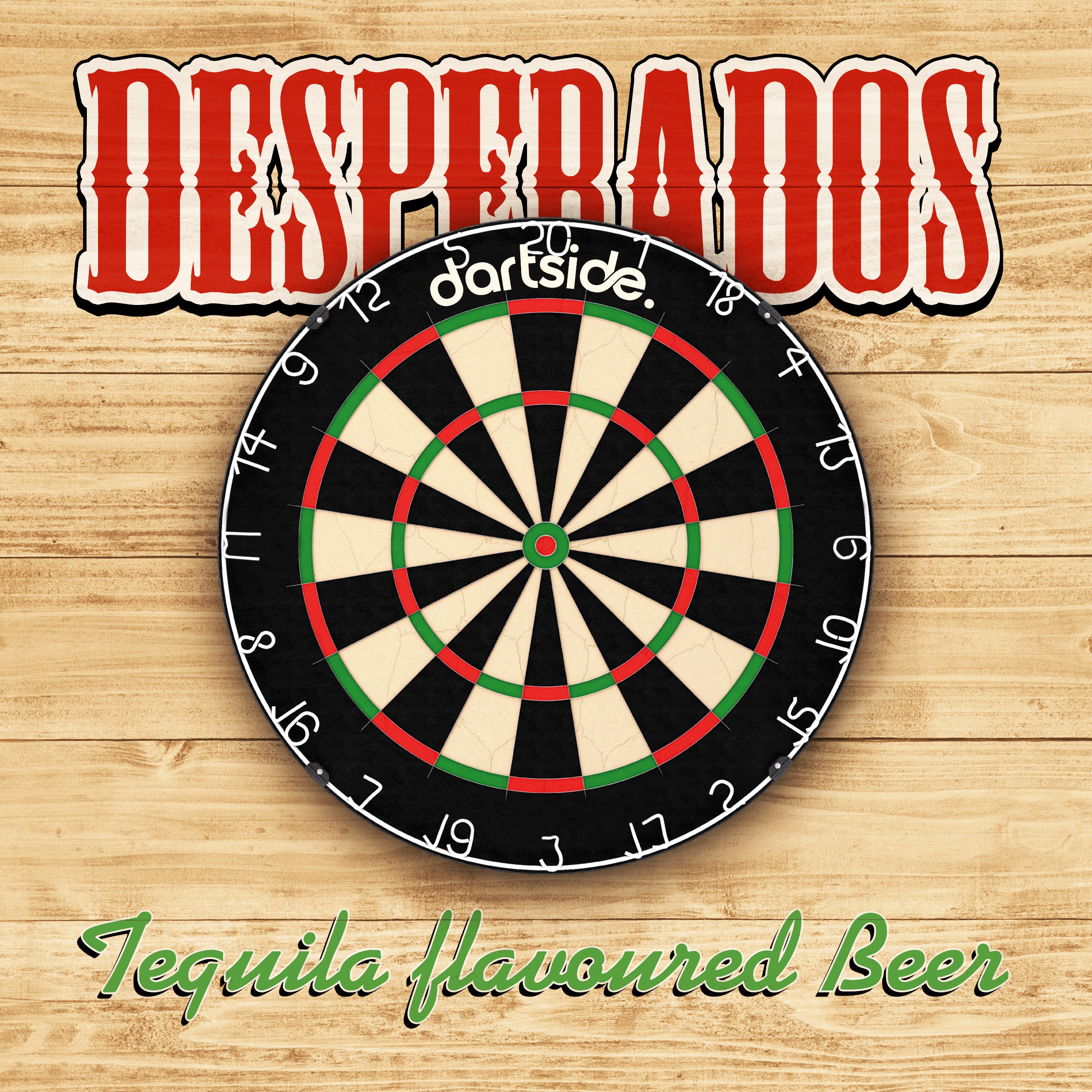 Support cible de fléchettes Desperados  en bois peint main