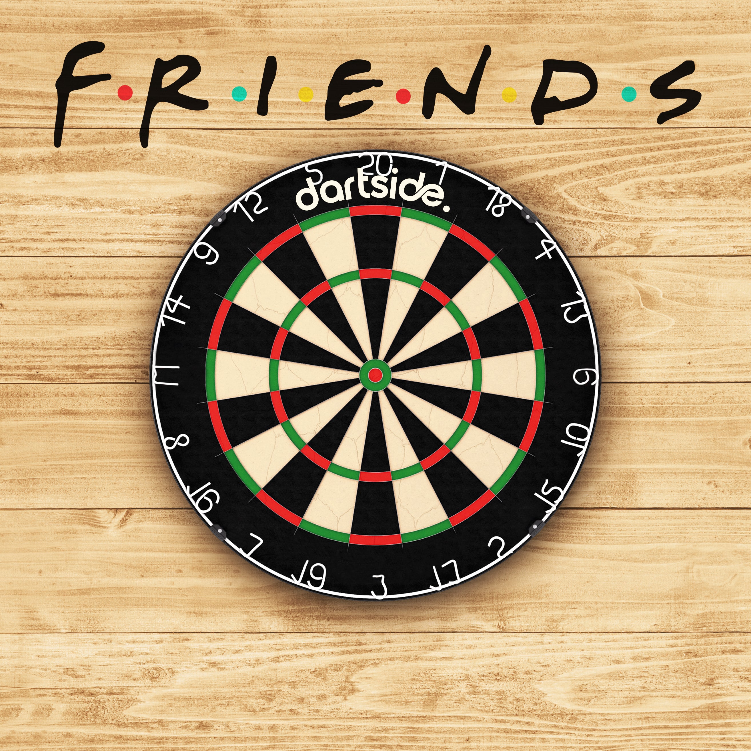 Support cible de fléchettes Friends en bois peint main