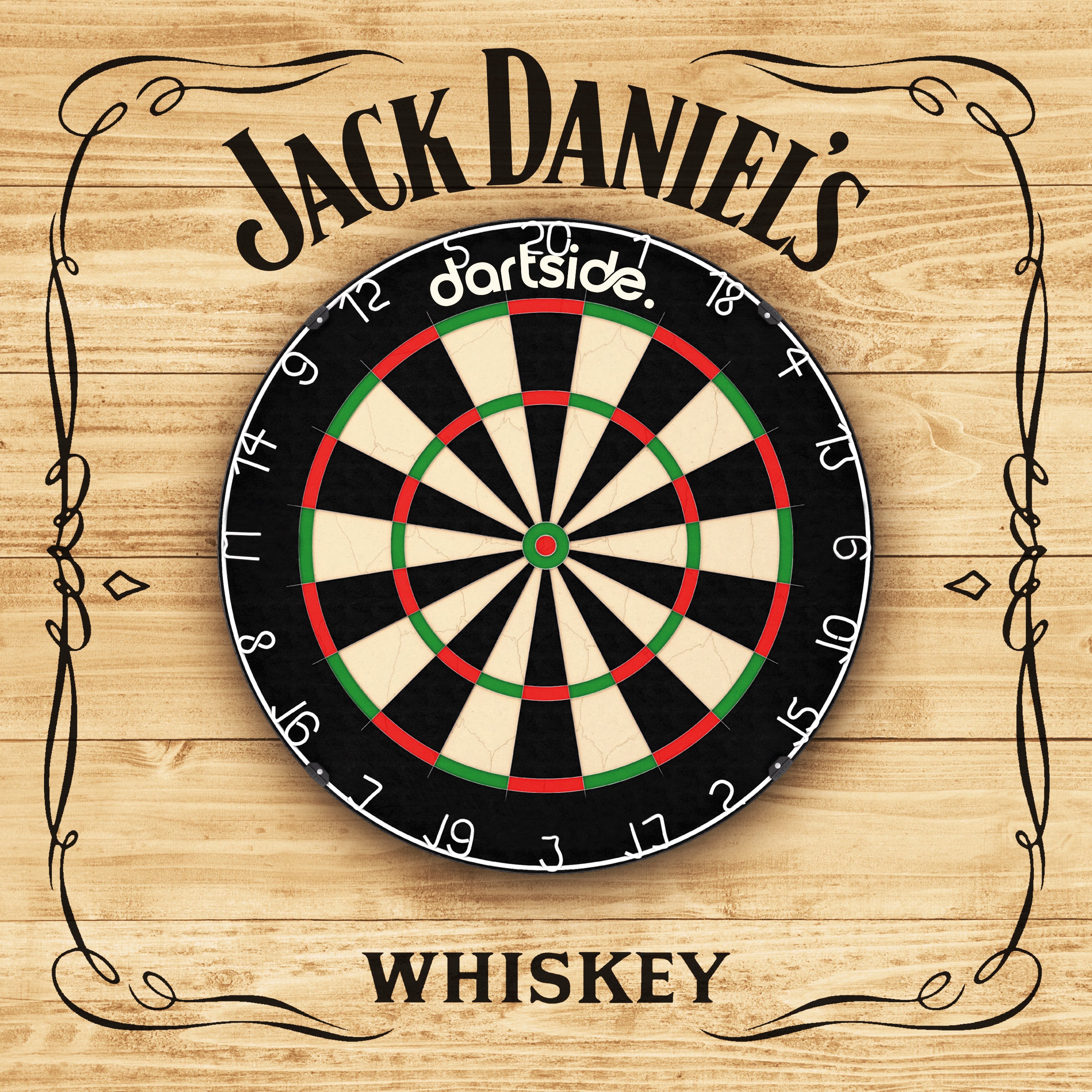 Support cible de fléchettes Jack Daniels en bois peint main