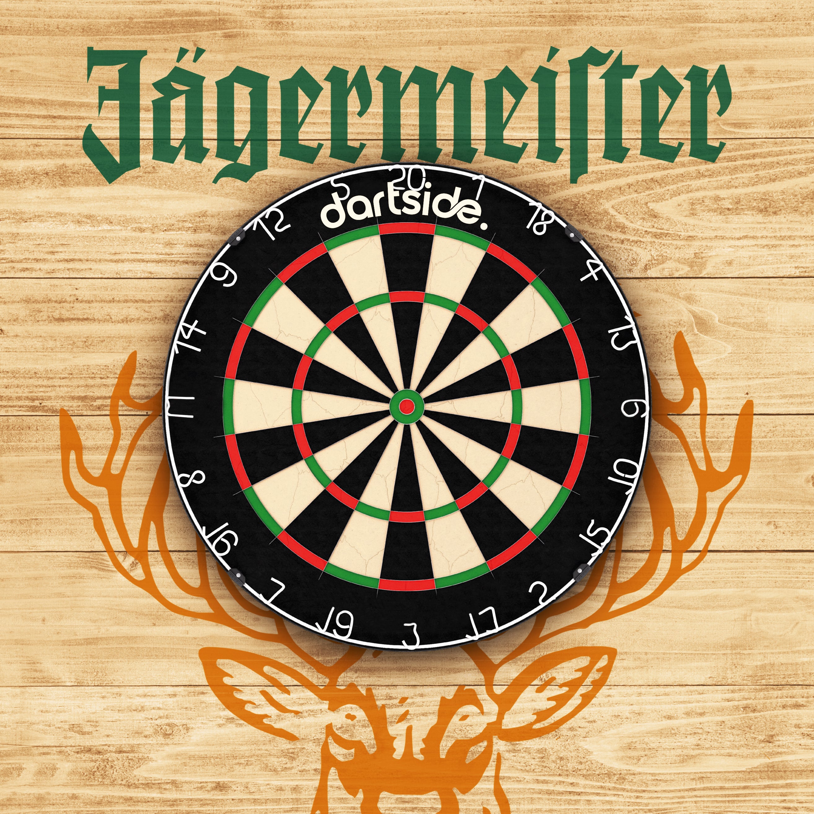 Support cible de fléchettes Jagermeister  en bois peint main
