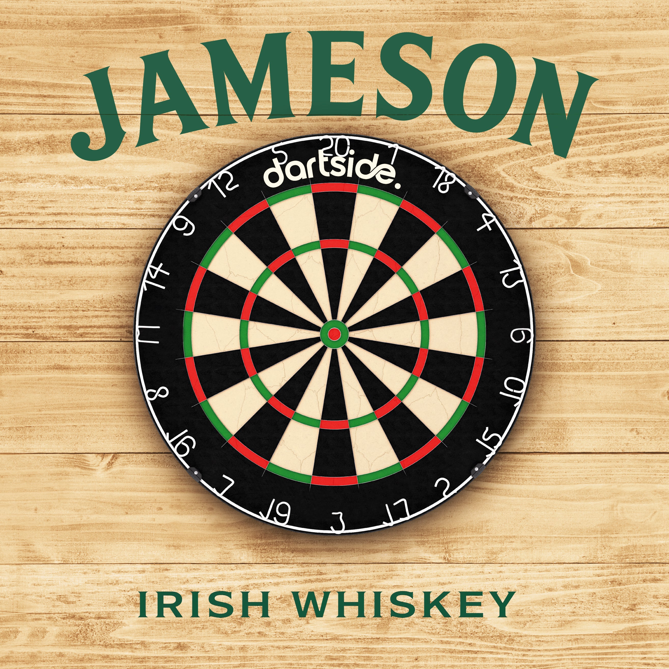 Support cible de fléchettes Jameson Whiskey en bois peint main