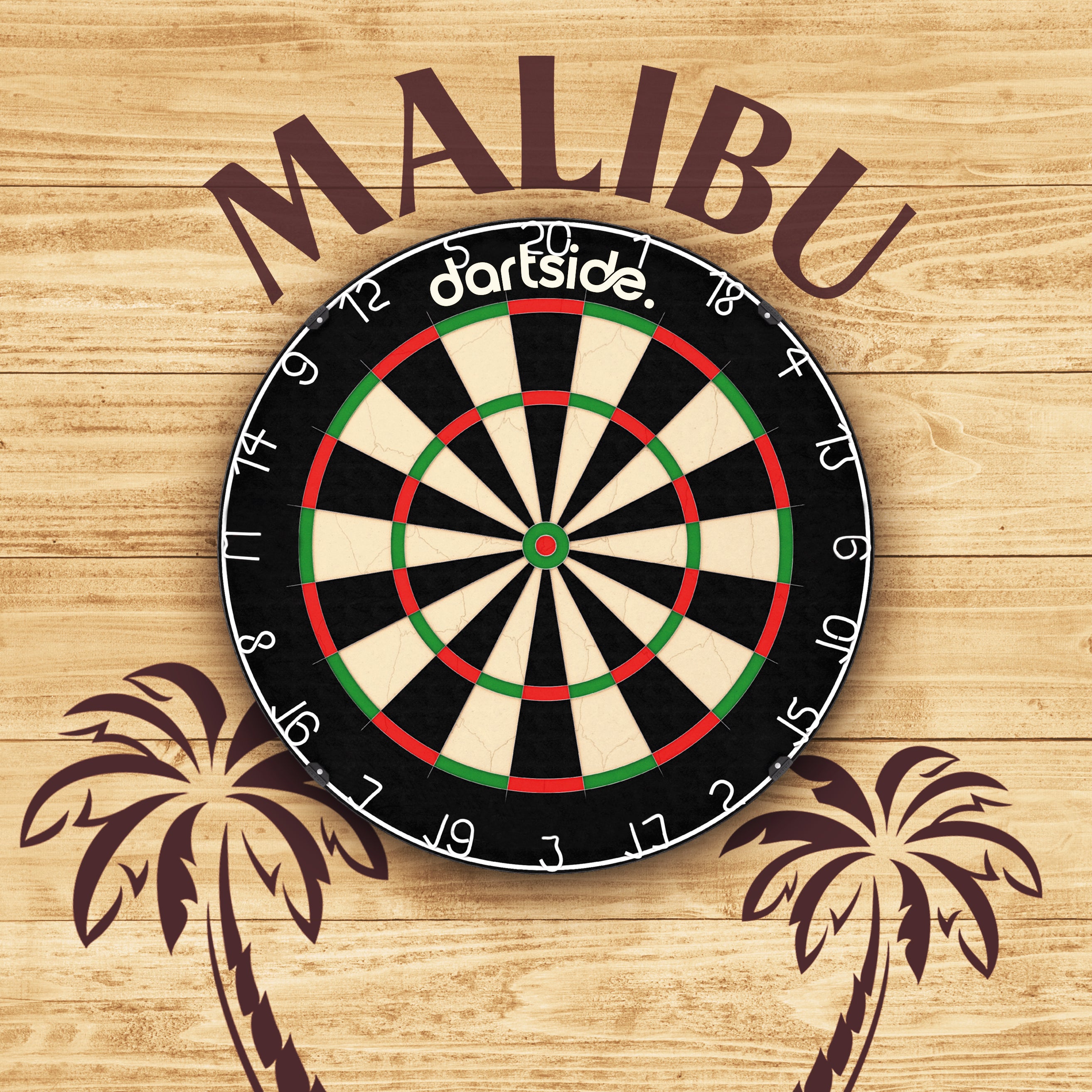 Support en bois pour cible de fléchettes Malibu peint main