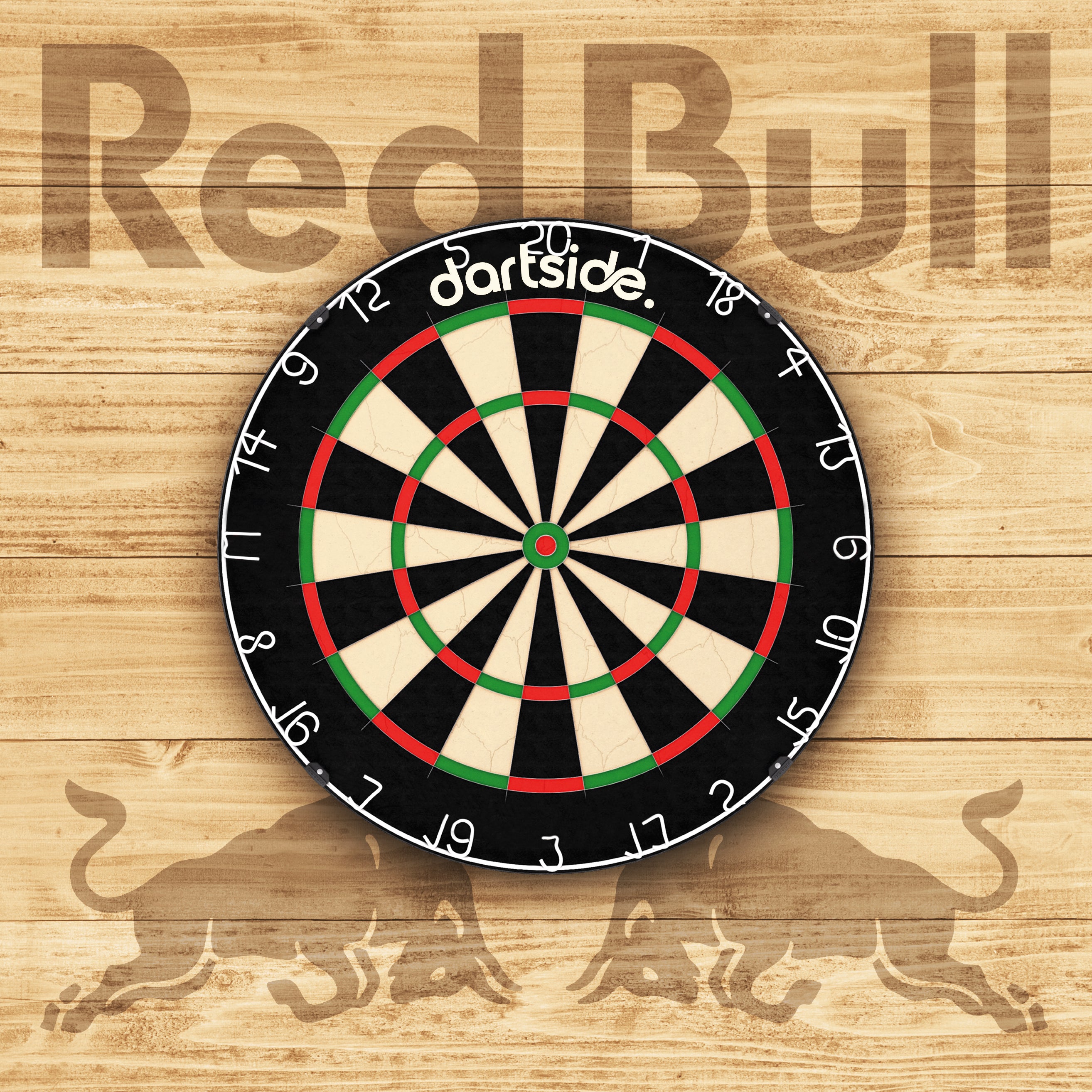 Support cible de fléchettes Redbull ton sur ton en bois peint main